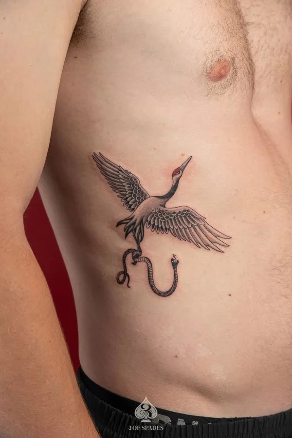 Crane Snake Tattoo 2