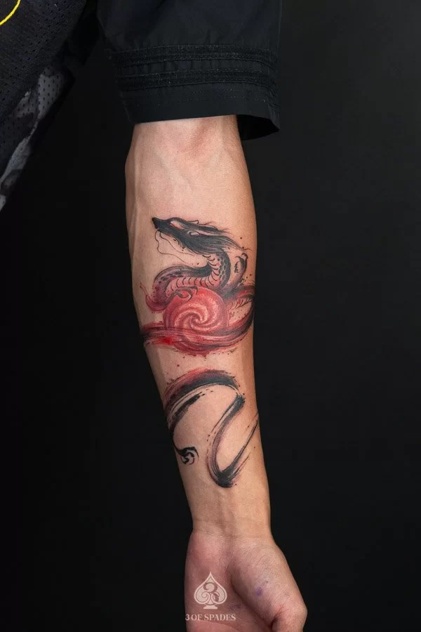 Brushstroke Dragon Red Gem