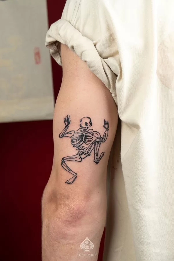 Blackwork Dancing Skeleton