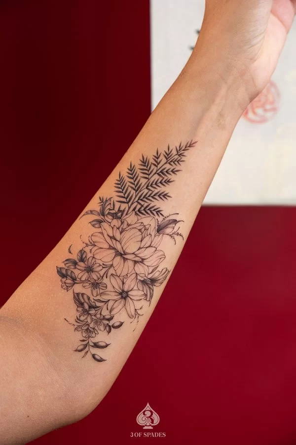 Flower Fern Blackwork