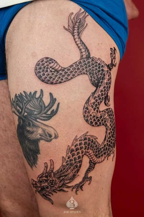 Dragon Thigh Tattoo