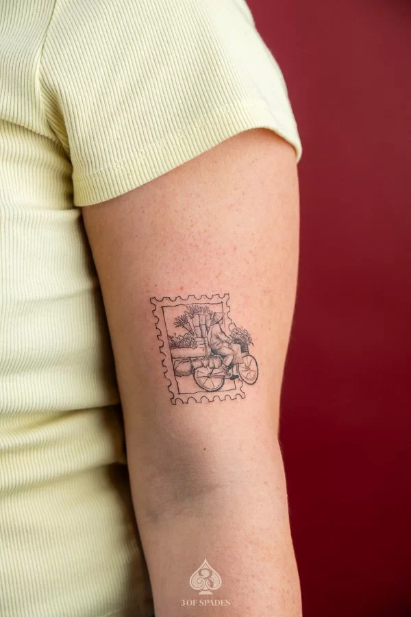 Flower Bicycle Stamp