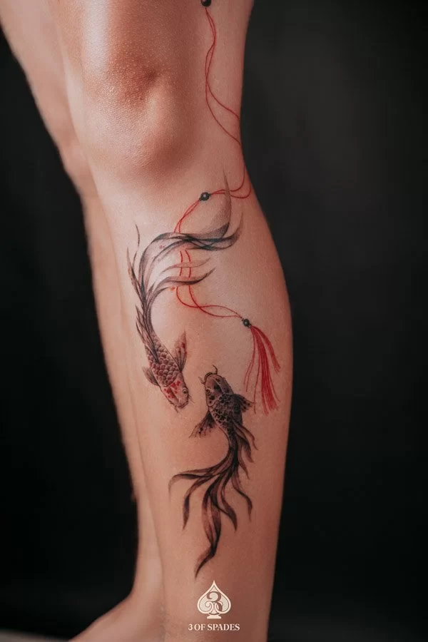 Japanese Crane And Koi Fish