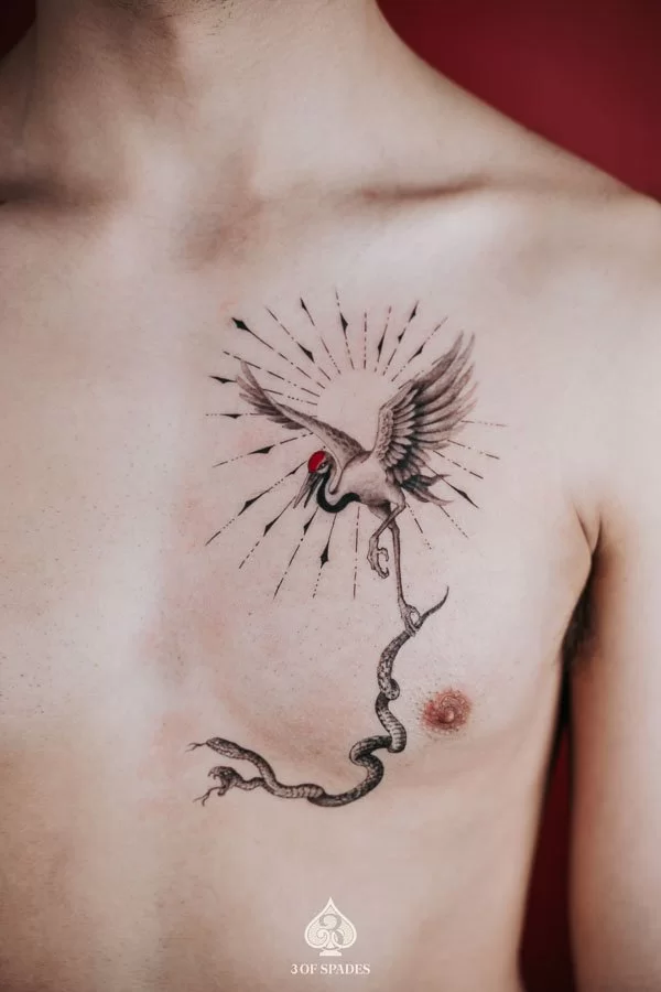 Crane Snake Tattoo